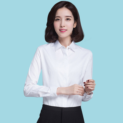 2016秋季新款白色衬衫女长袖韩版修身长款上衣职业女装3101032