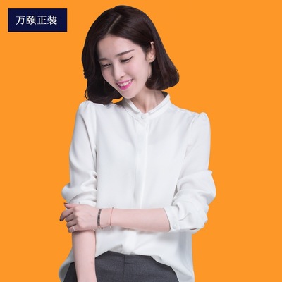 雪纺长袖衬衣女装秋季新款OL正装工作服修身职业衬衫3199001