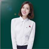 2016秋冬新款文艺秋装长袖衬衣简约刺绣翻领衬衫女上衣